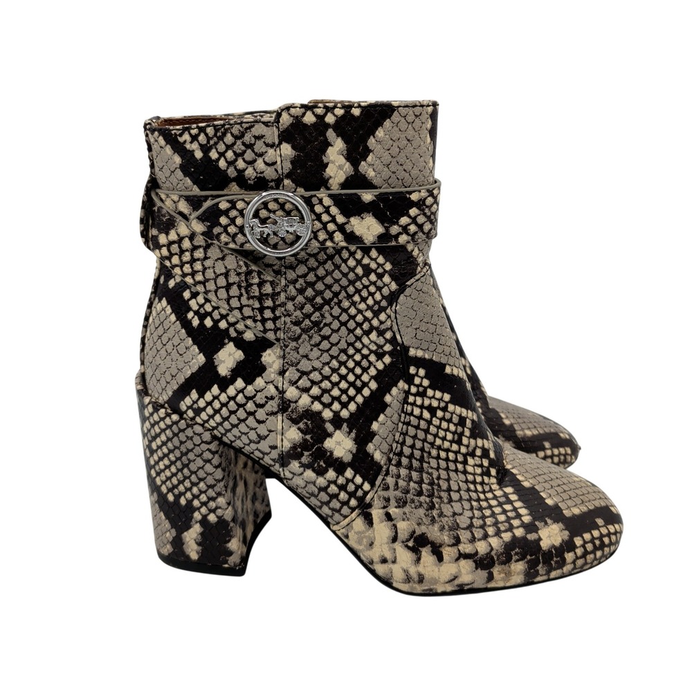 Coach Elisa Bootie‎ FG2901 Womens Snakeskin Leather Block Heel Ankle Boots 6B